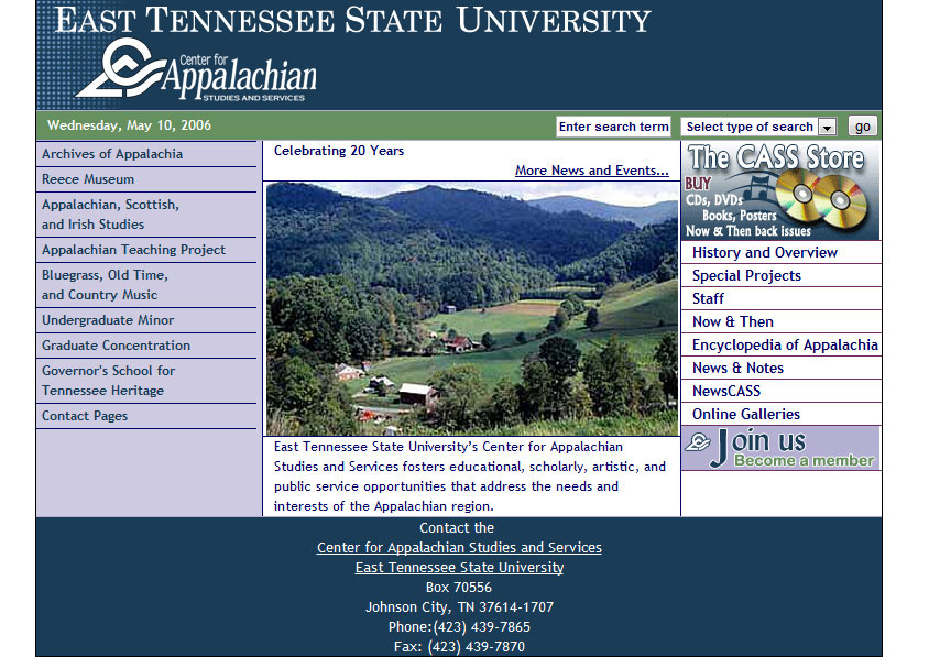 ETSU Center for Appalachian Studies and Services (2006 - 2009 [2006]