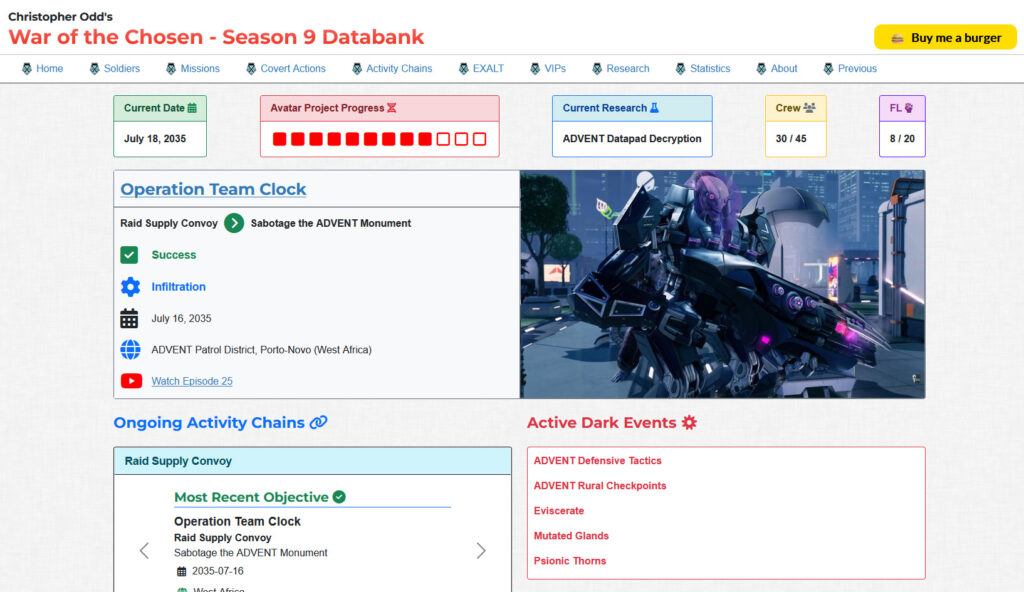 Screenshot of the homepage of the xcom databank